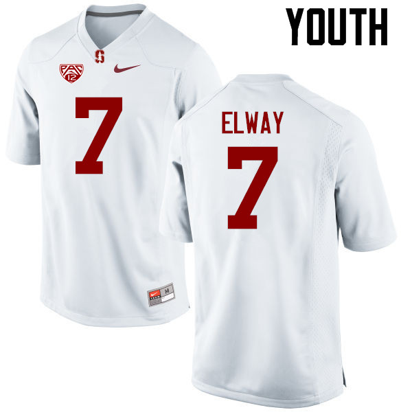 Youth Stanford Cardinal #7 John Elway College Football Jerseys Sale-White - Click Image to Close